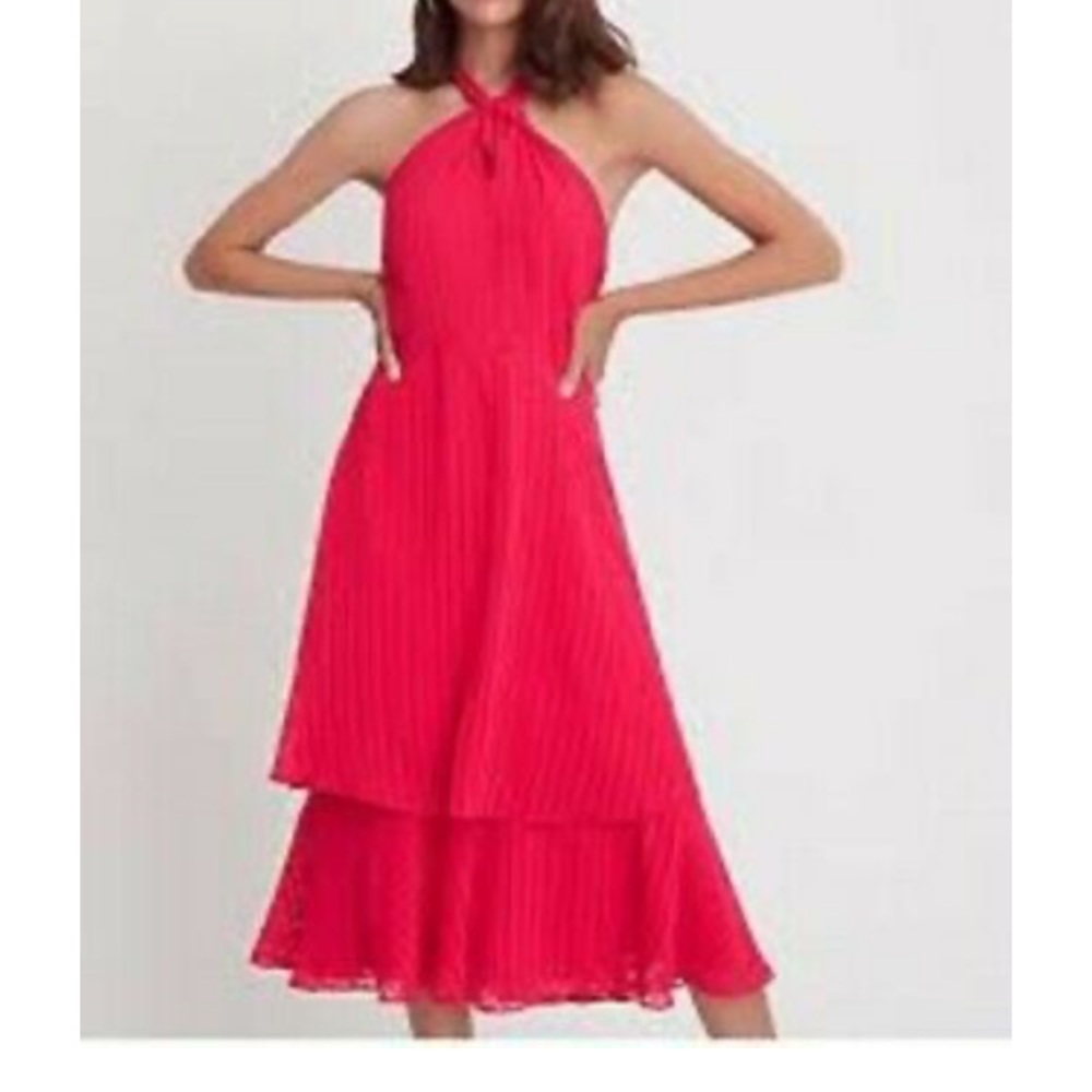 Ann Taylor Shadow Plaid Halter Midi Dress